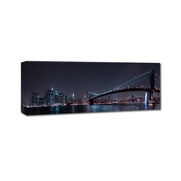 Fabien Bravin 'Manhattan Skyline And Brooklyn Bridge' Canvas Art,16x47